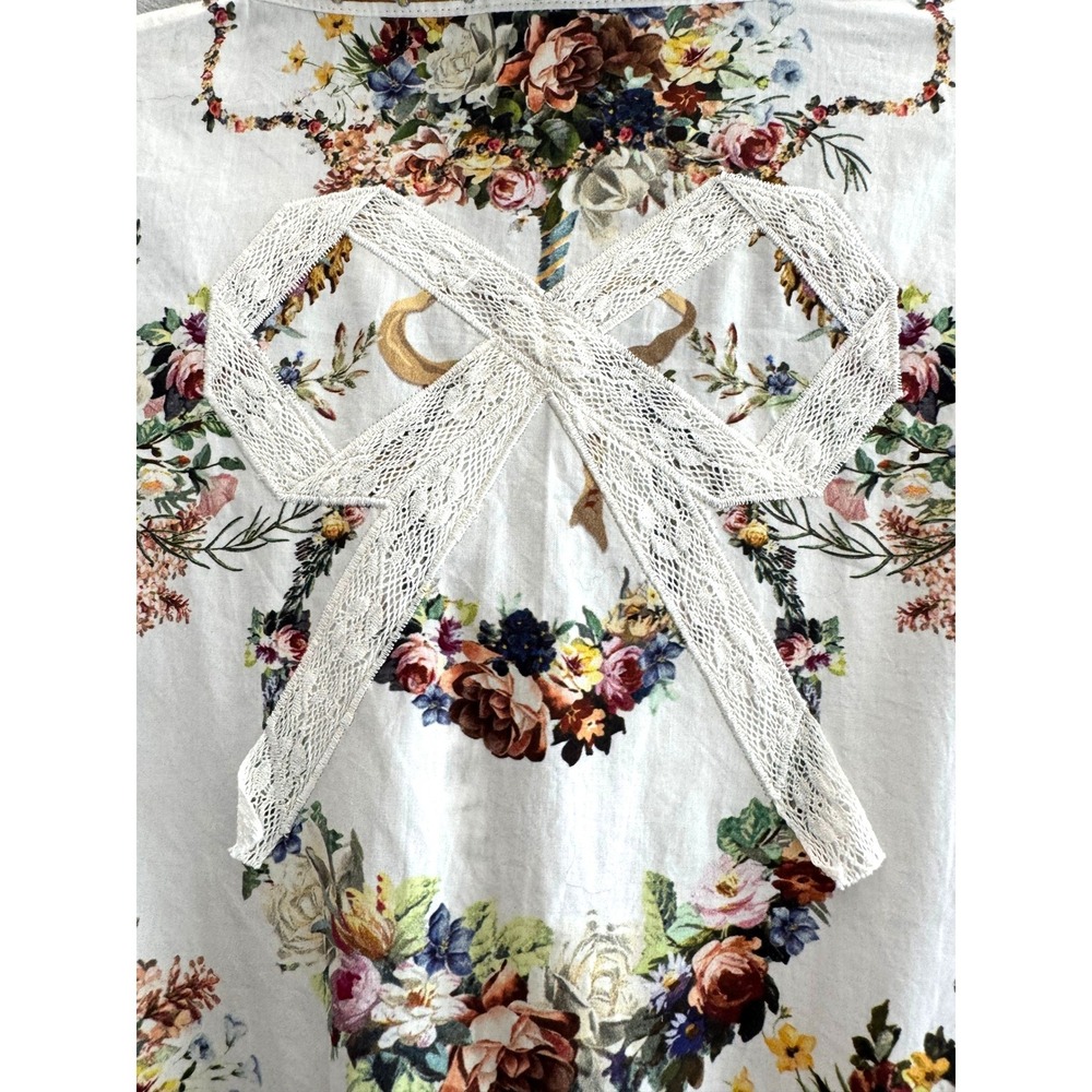 NWT Camilla Dressing Room Drama Tiered Long Shirt Dress White Floral Maxi Sz S M - Picture 9 of 9